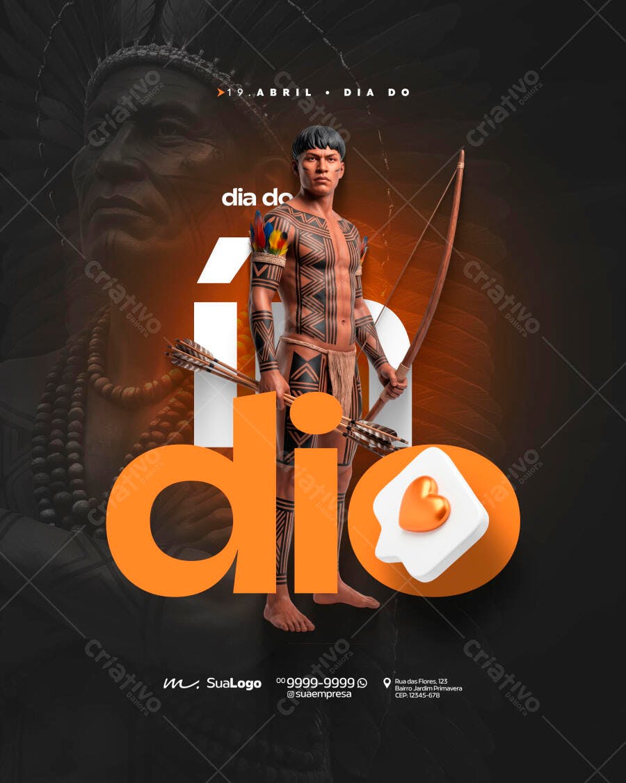 Post Instagram Dia do Índio 19 de Abril PSD Editável