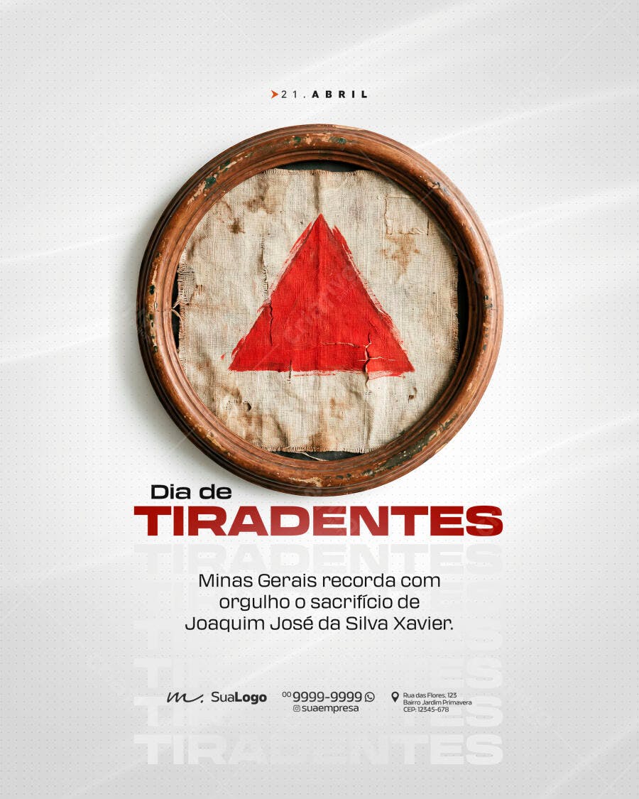 Post Instagram Dia de Tiradentes 21 Abril PSD Editável