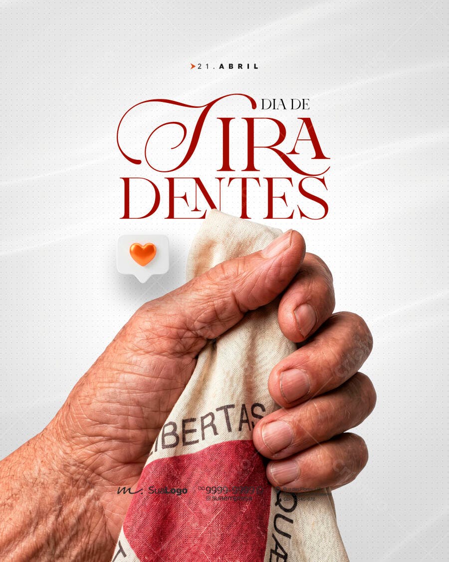 Post Instagram Dia de Tiradentes 21 Abril PSD Editável