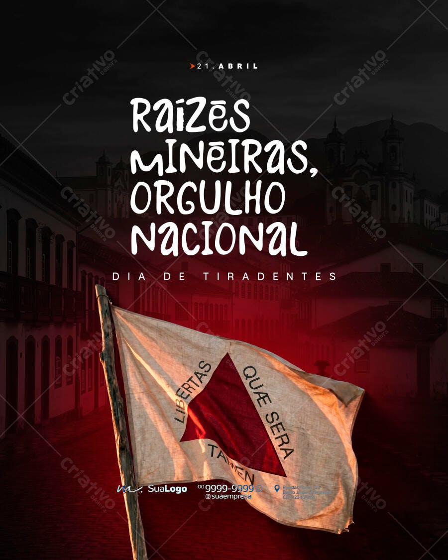Post Instagram Dia de Tiradentes Minas Gerais PSD Editável