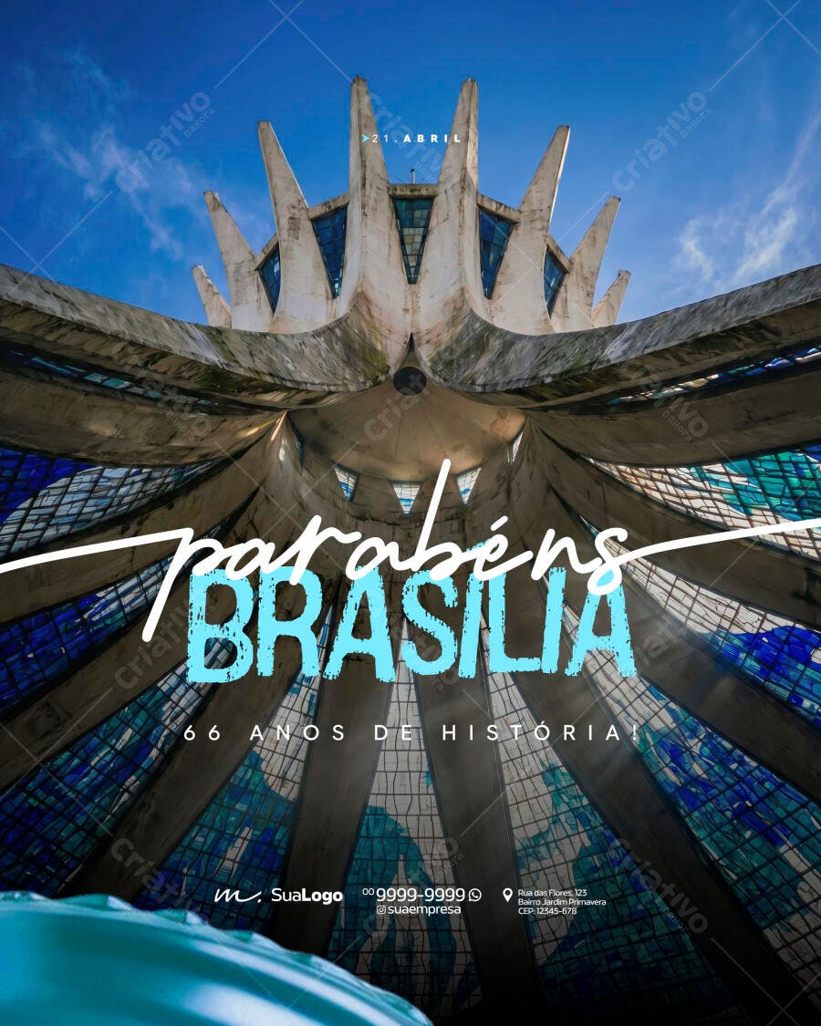 Post Instagram Aniversário Brasília 21 Abril PSD Editável