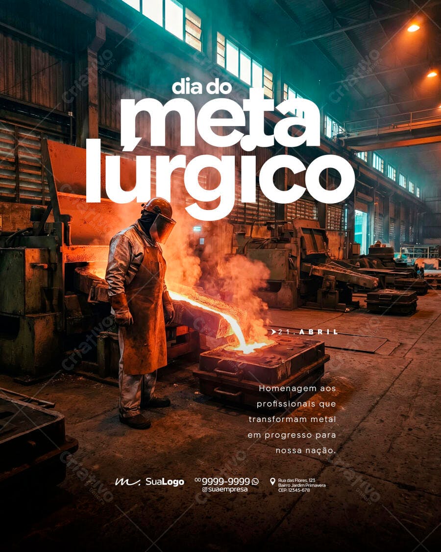 Post Dia do Metalúrgico Indústria Metalúrgica PSD Editável