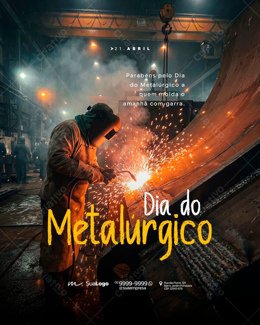 Post Instagram Dia do Metalúrgico 21 Abril PSD Editável