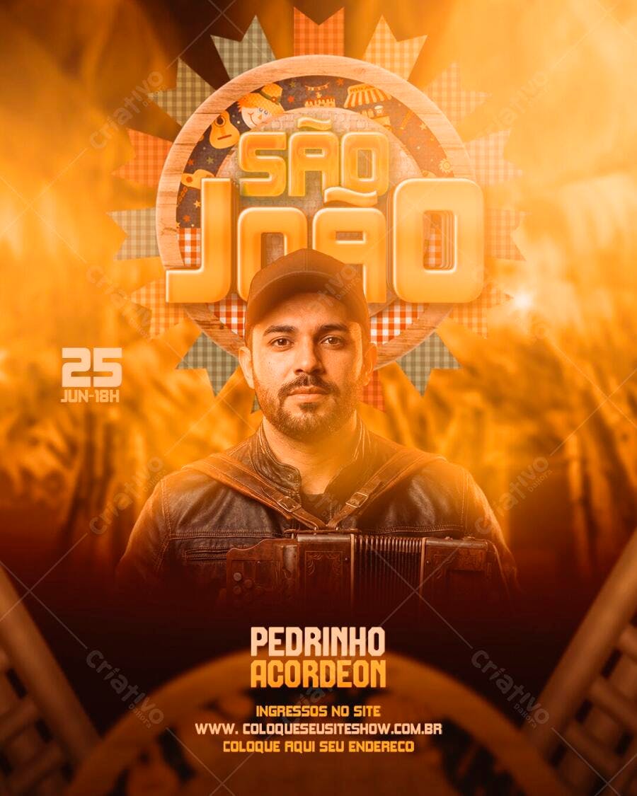 Flyer São João Festa Junina Arraial PSD Editável