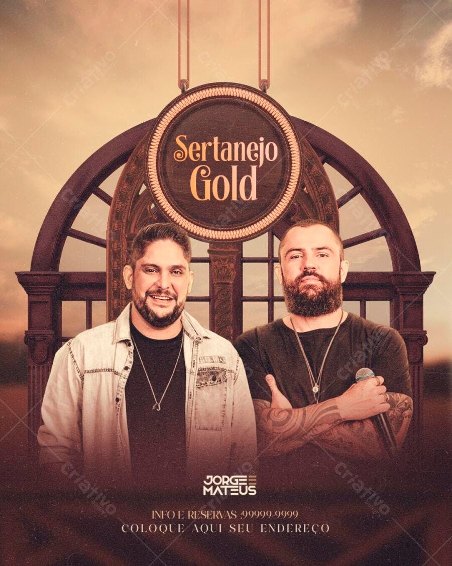 Flyer Sertanejo Gold Show Evento Musical PSD Editável