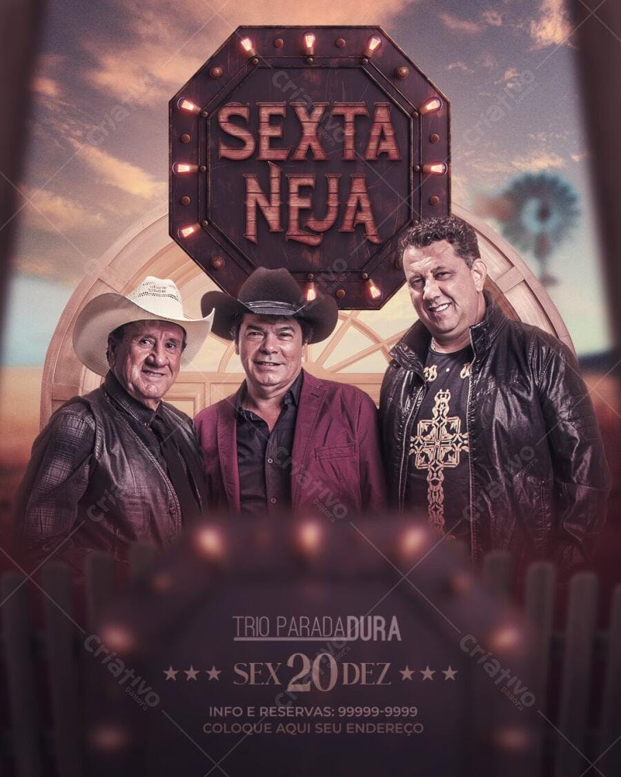 Flyer Sexta Neja Sertaneja Dezembro PSD Editável