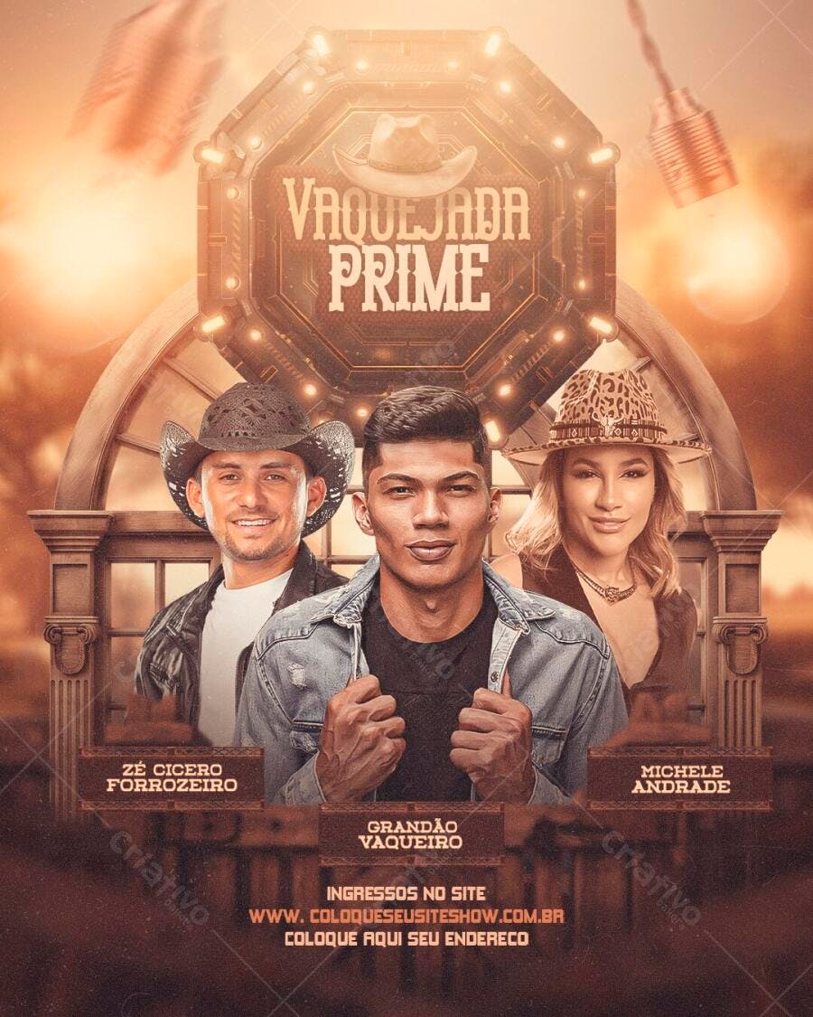 Flyer Vaquejada Prime Festa Country PSD Editável