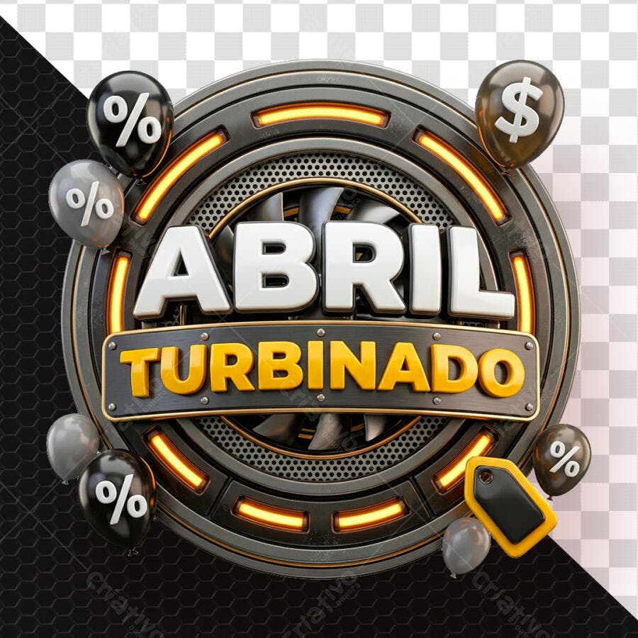 Selo 3D Abril Turbinado Oferta Especial Metalizado PNG