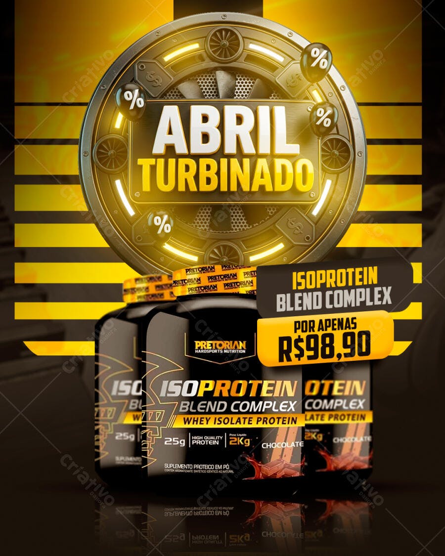 Post Instagram Abril Turbinado Suplementos Academia PSD Editável