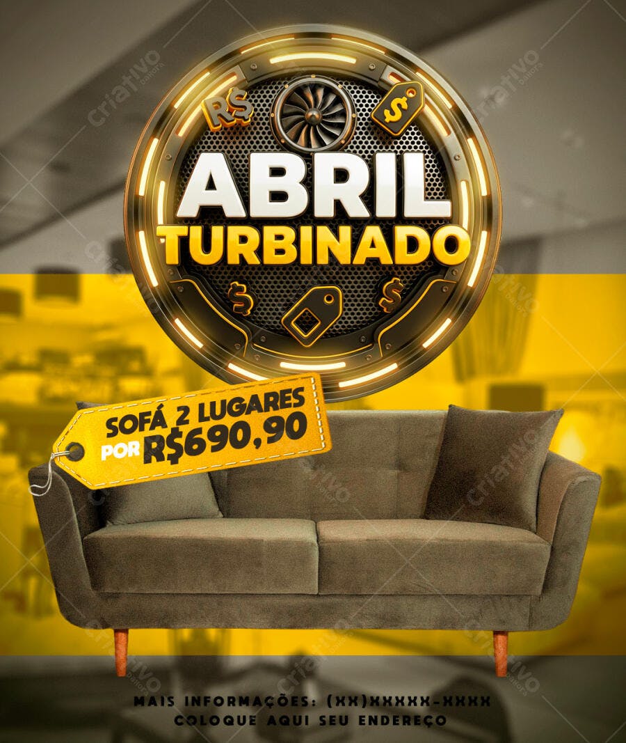 Post Instagram Abril Turbinado Loja Móveis PSD Editável