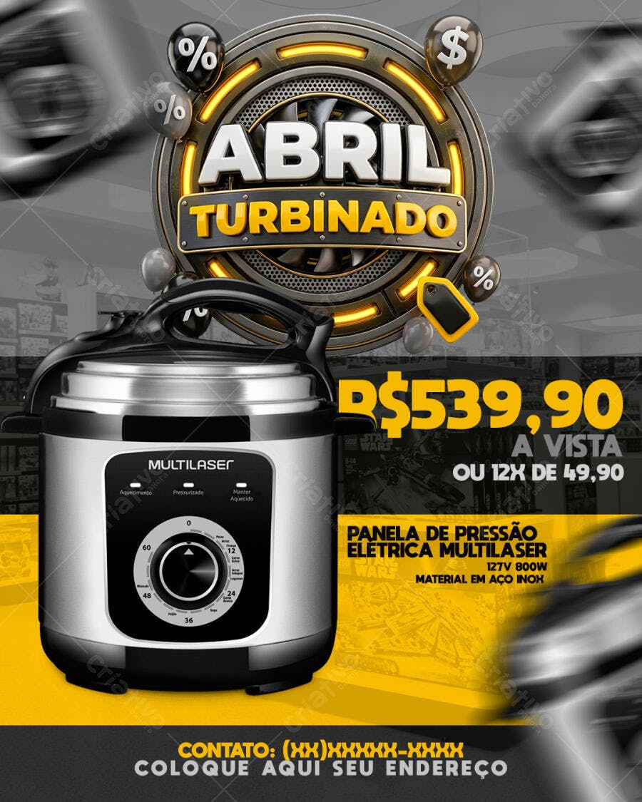 Flyer Abril Turbinado Loja Eletrodomésticos PSD Editável