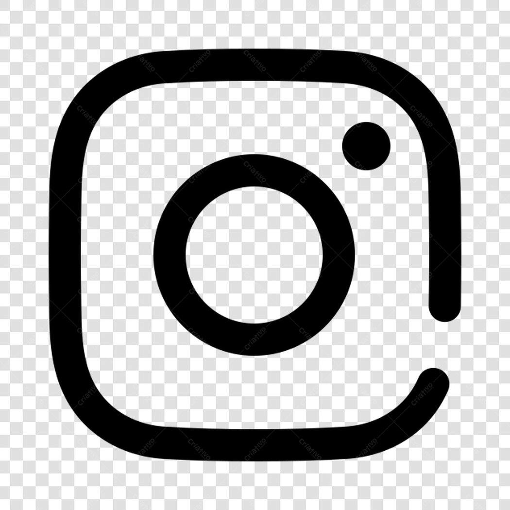 Ícone Instagram Preto e Branco PNG Fundo Transparente