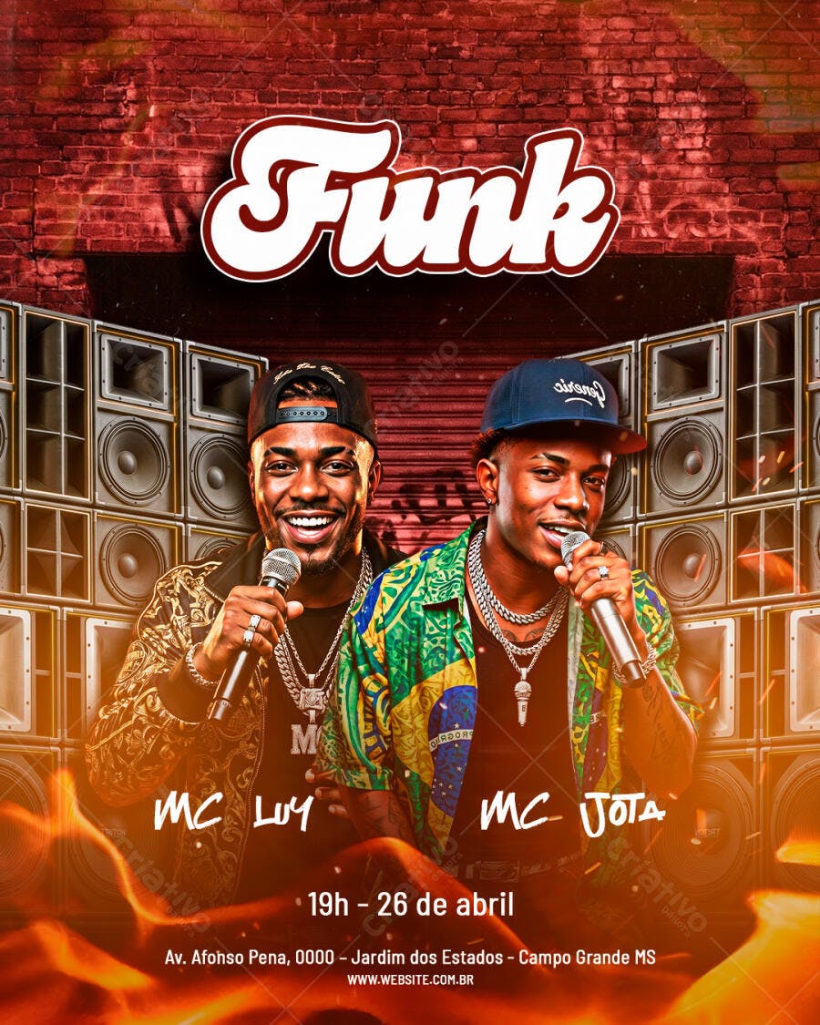 Flyer Festa Funk MCs Abril PSD Editável