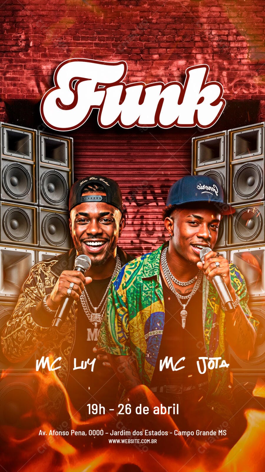 Flyer Funk Show MCs Evento Abril PSD Editável