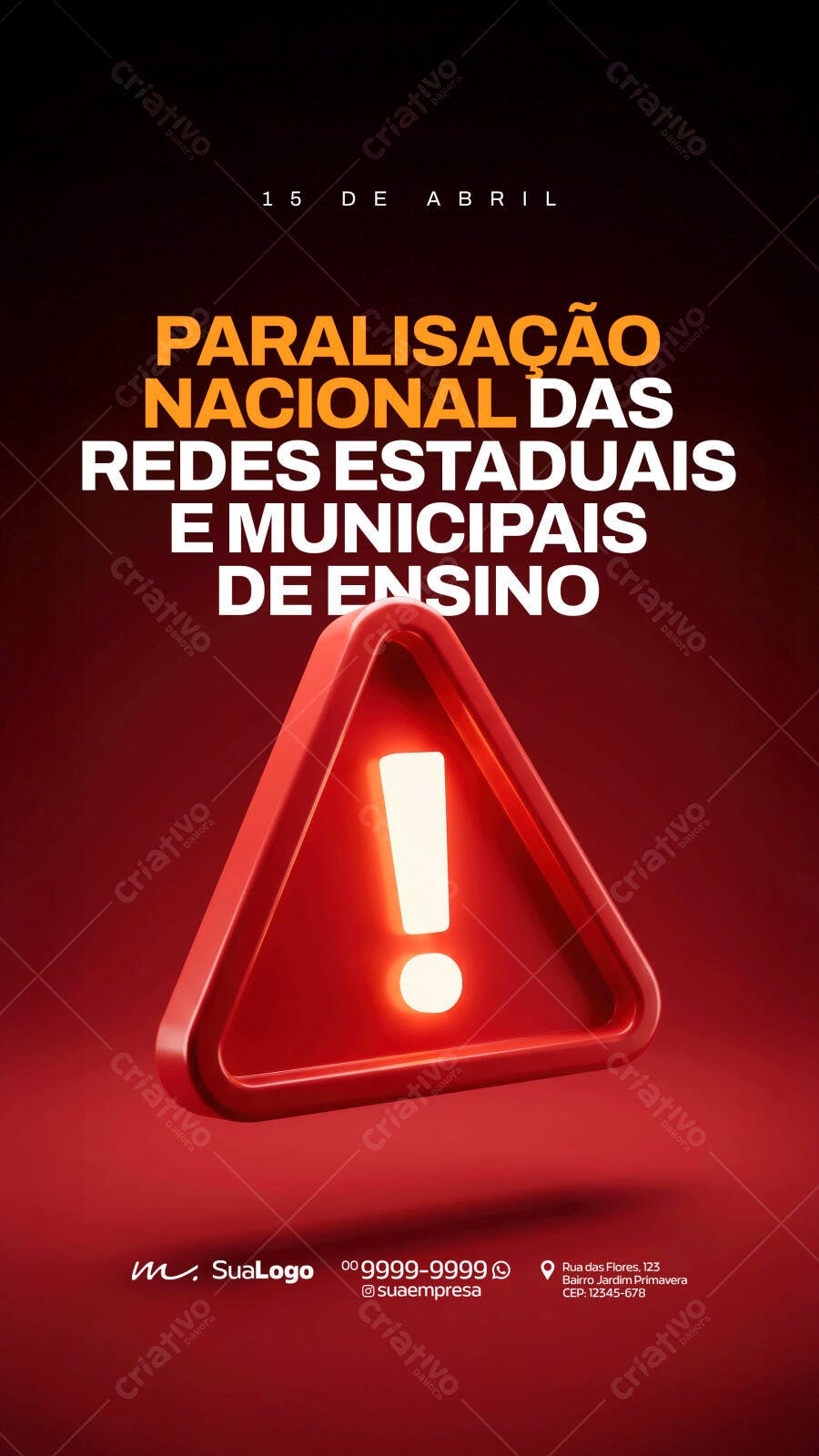 Story Paralisação Nacional Ensino 15 de Abril PSD Editável