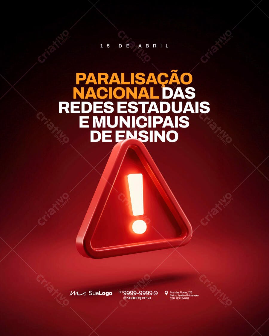 Post Instagram Paralisação Nacional Ensino PSD Editável