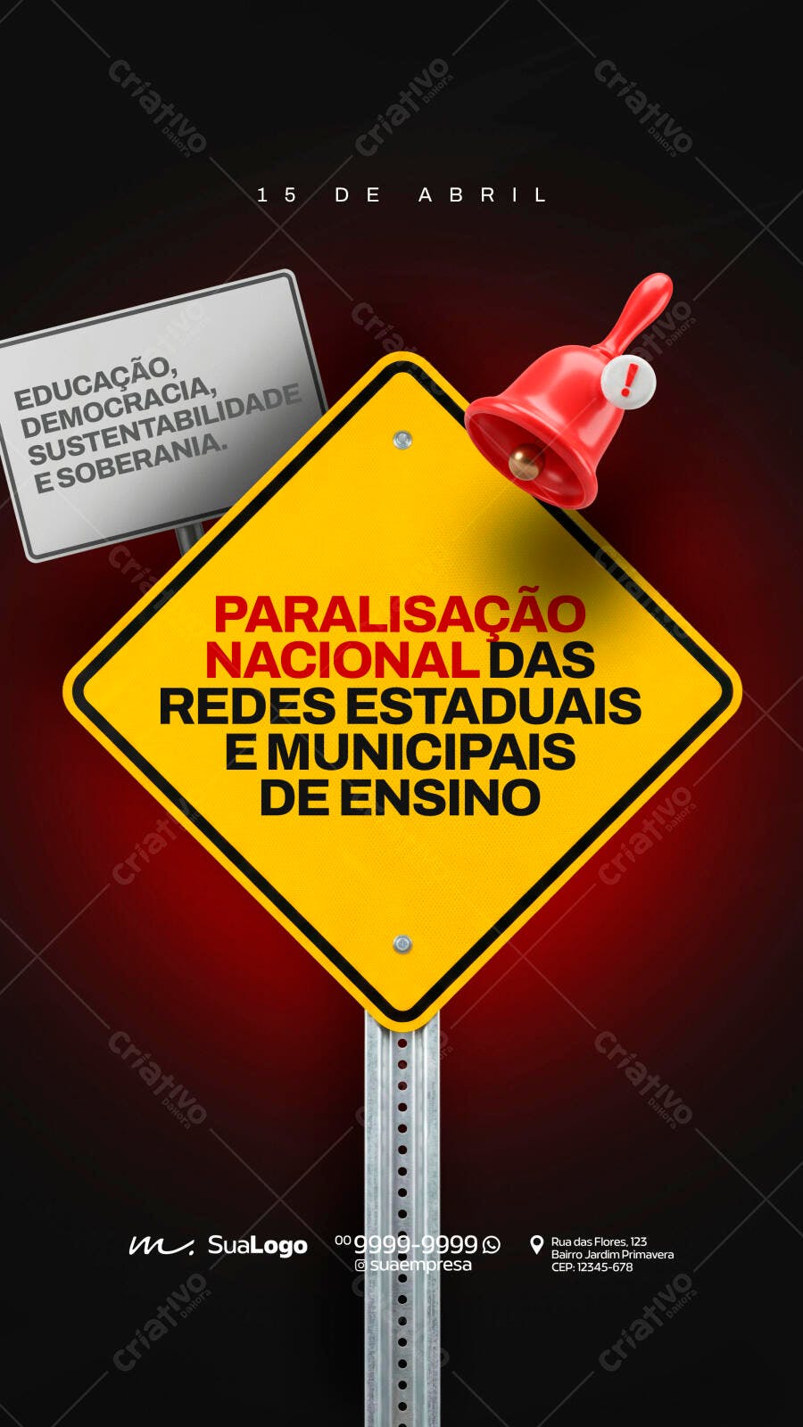 Story Paralisação Nacional Ensino 15 Abril PSD Editável