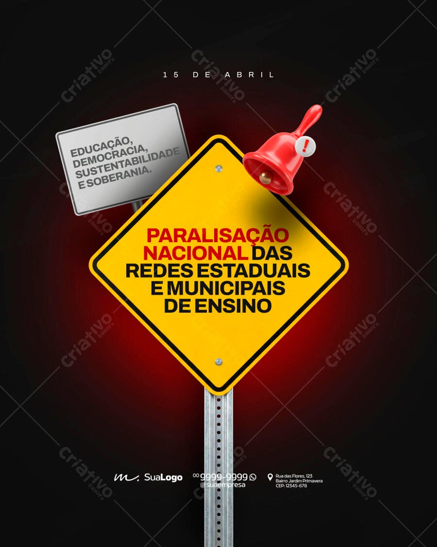 Post Instagram Paralisação Educação 15 de Abril PSD Editável