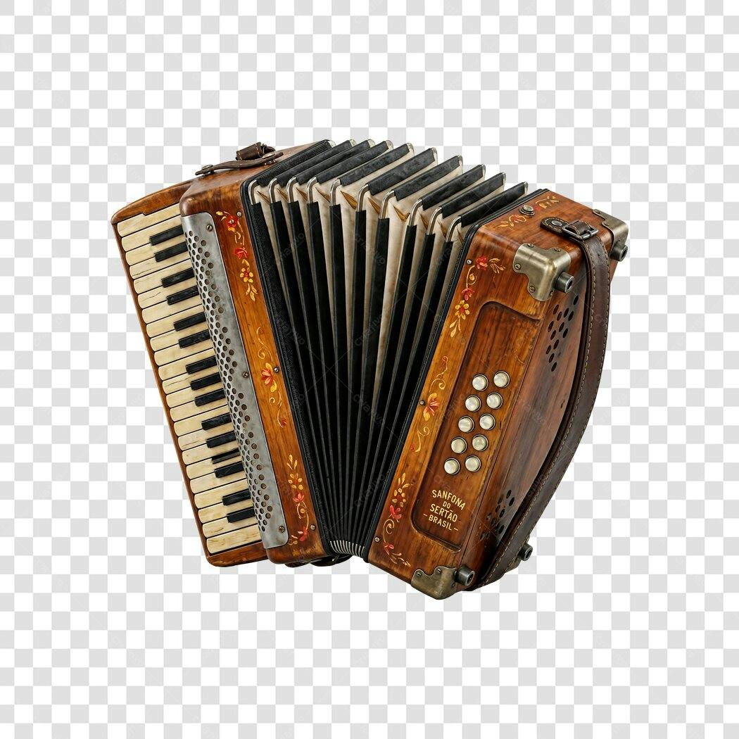 Foto Recortada Acordeon Sanfona Instrumento Musical PNG Fundo Transparente
