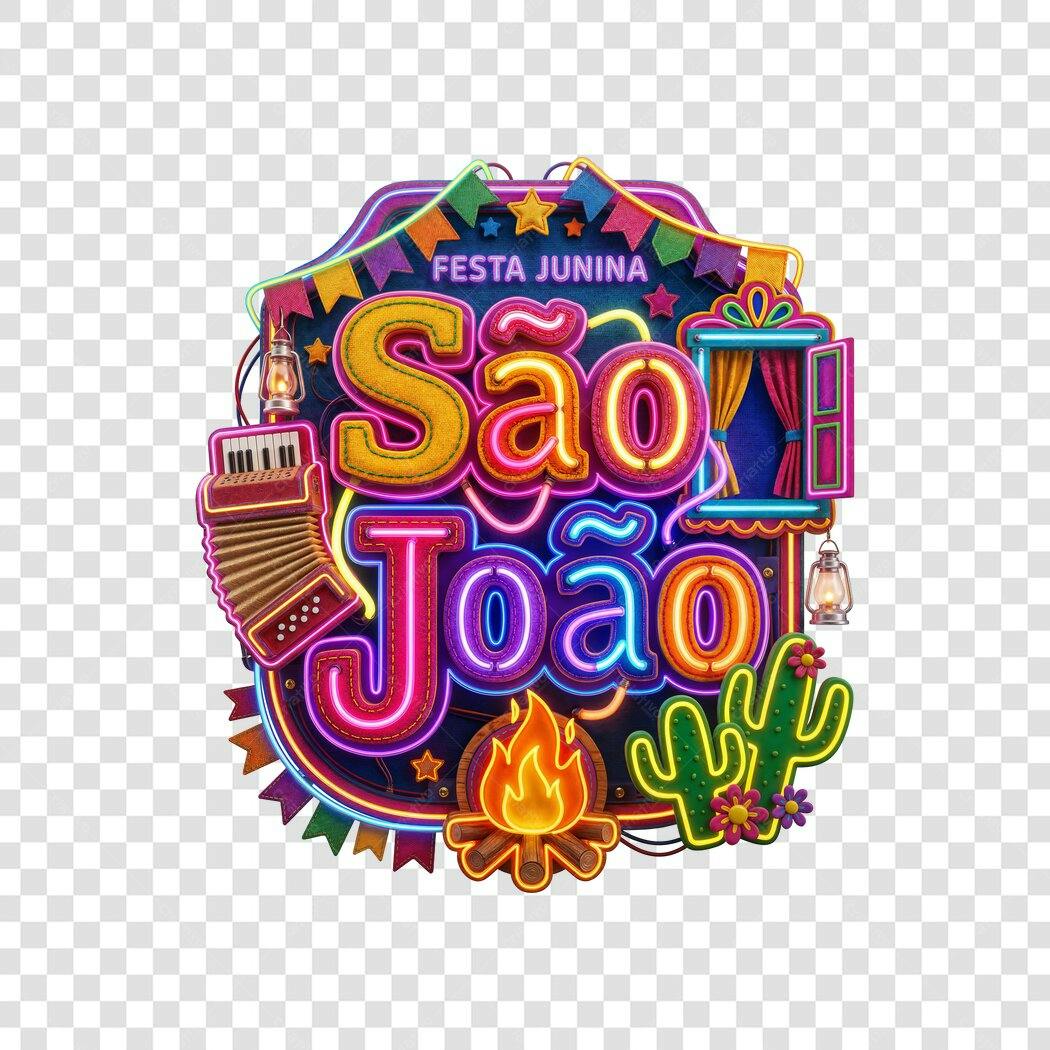 Elemento 3D São João Festa Junina Junho PNG Fundo Transparente
