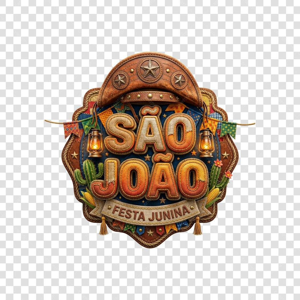 Elemento 3D São João Festa Junina Junho PNG Fundo Transparente