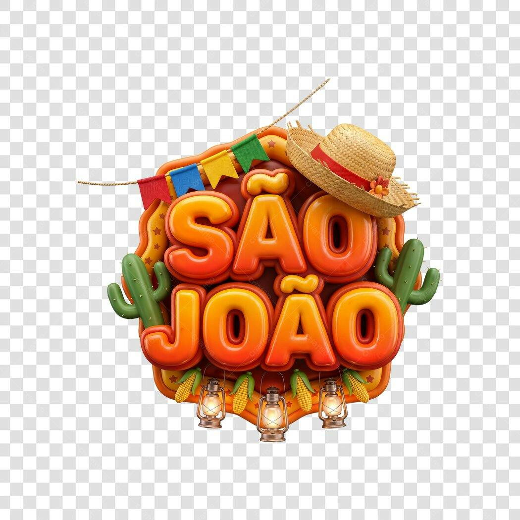 Elemento 3D São João Festa Junina Junho PNG Fundo Transparente