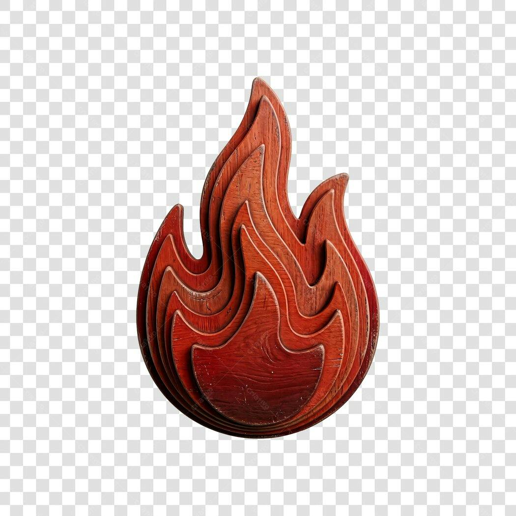 Elemento 3D Fogo Chama Madeira PNG Fundo Transparente
