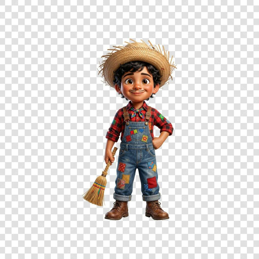 Personagem Ilustrado Caipira Festa Junina Junho PNG Fundo Transparente