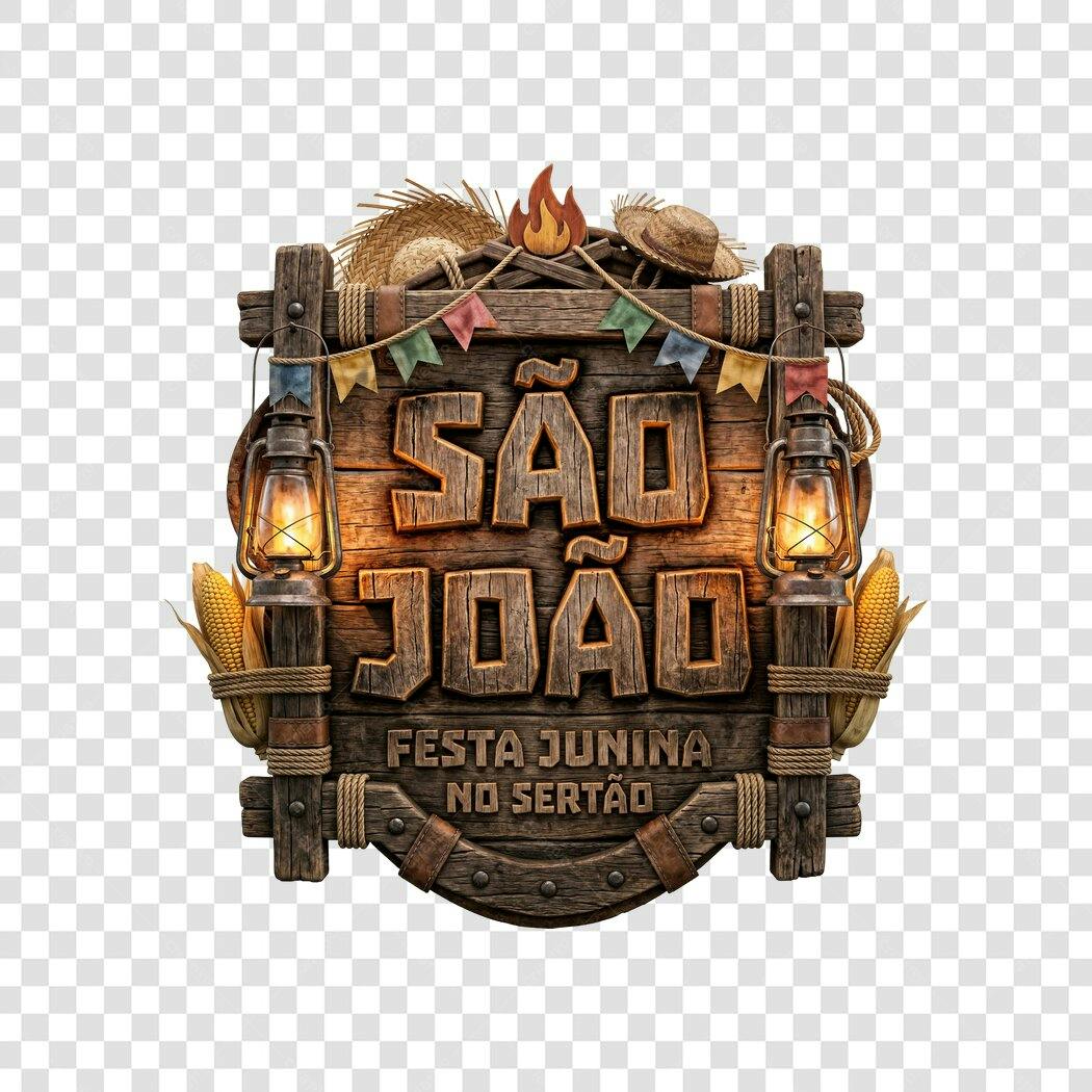 Elemento 3D São João Festa Junina Junho PNG Fundo Transparente