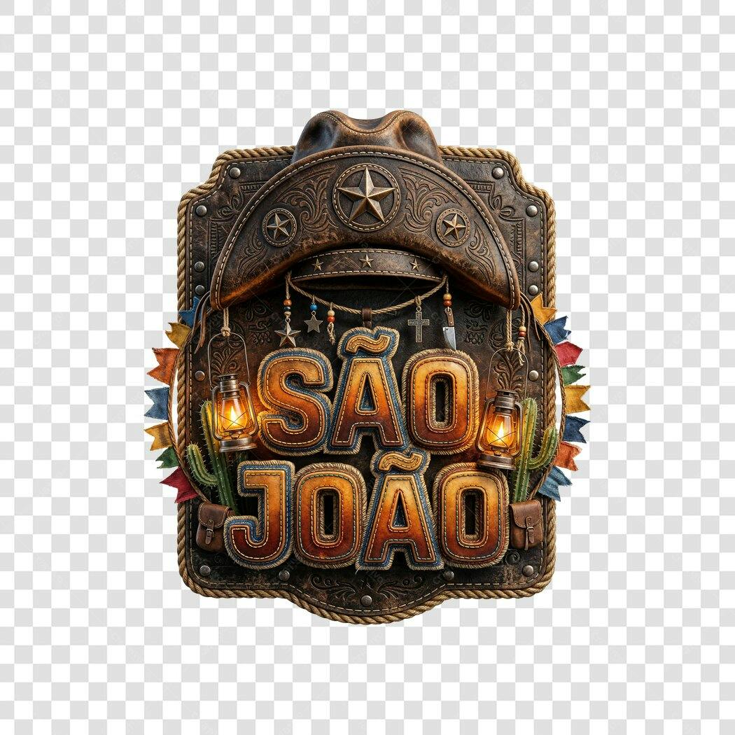 Elemento 3D São João Festa Junina Junho PNG Fundo Transparente