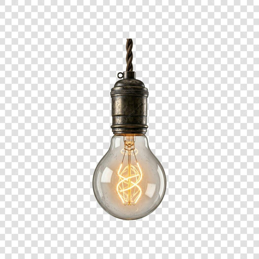 Elemento 3D Lâmpada Edison Vintage PNG Fundo Transparente