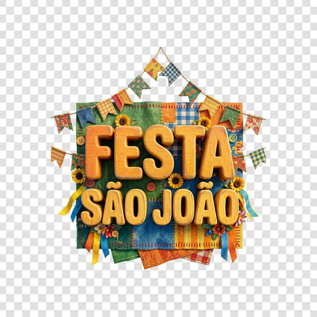 Elemento 3D Festa São João Junho PNG Fundo Transparente