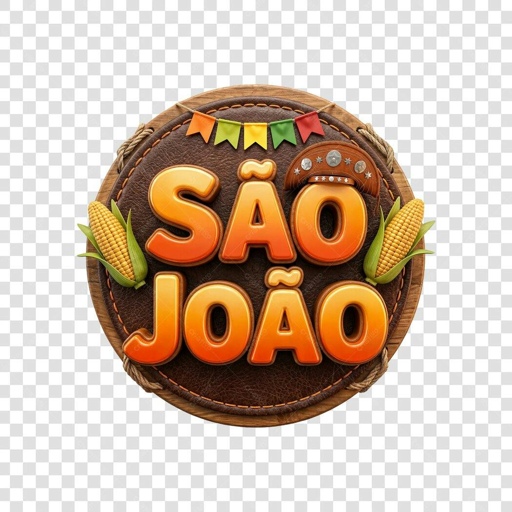 Elemento 3D São João Festa Junina Junho PNG Fundo Transparente