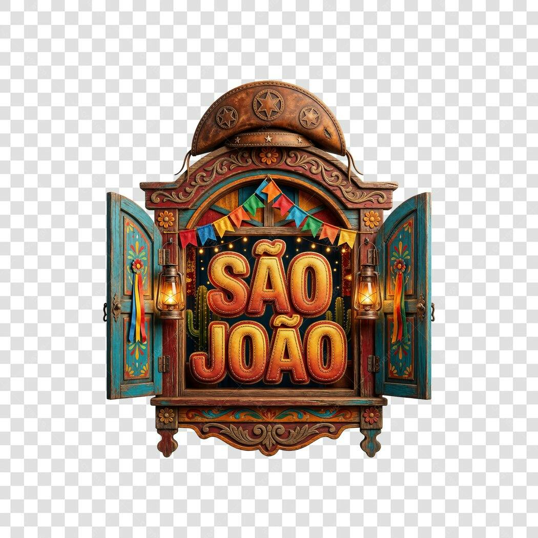 Elemento 3D São João Festa Junina Junho PNG Fundo Transparente