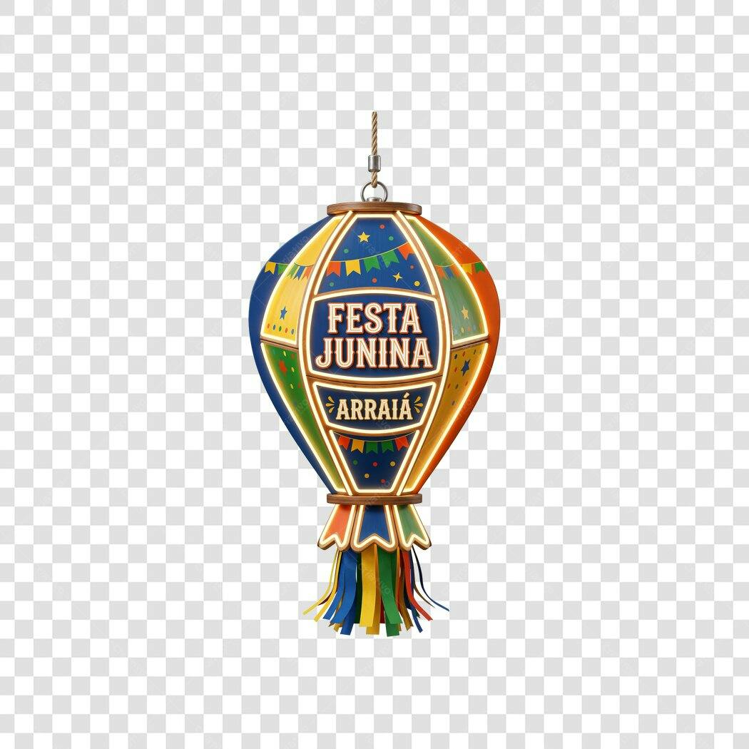 Elemento 3D Balão Festa Junina Arraial Junho PNG Fundo Transparente