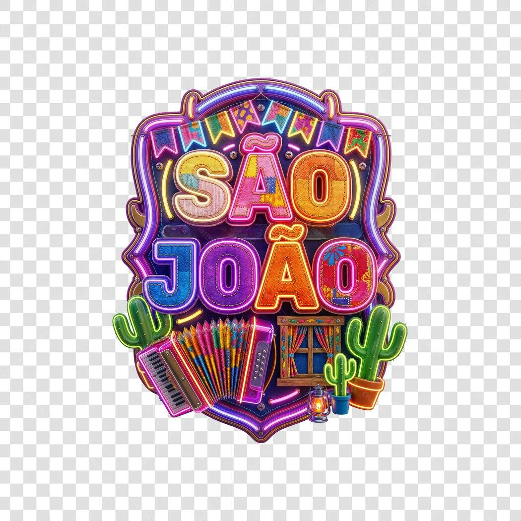 Elemento 3D São João Festa Junina Junho PNG Fundo Transparente