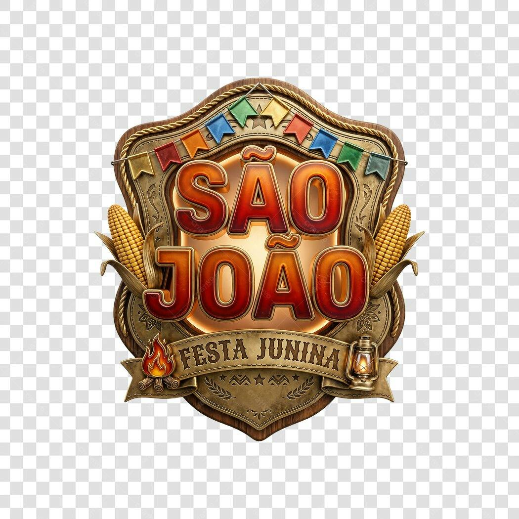 Elemento 3D São João Festa Junina Junho PNG Fundo Transparente