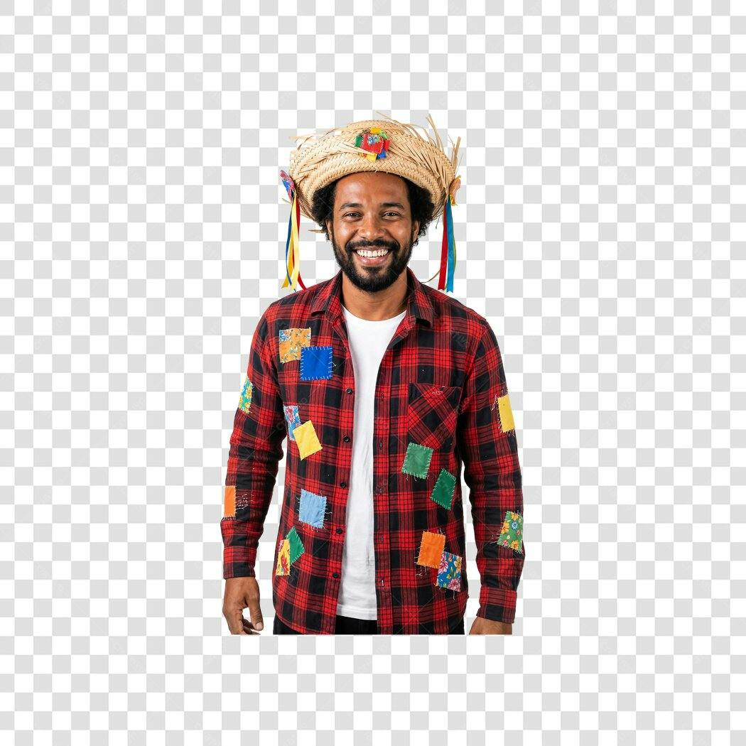 Foto Recortada Homem Festa Junina Chapéu Palha PNG Fundo Transparente