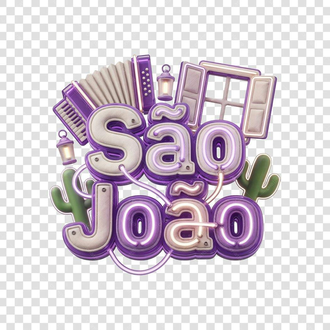 Elemento 3D São João Festa Junina Junho PNG Fundo Transparente