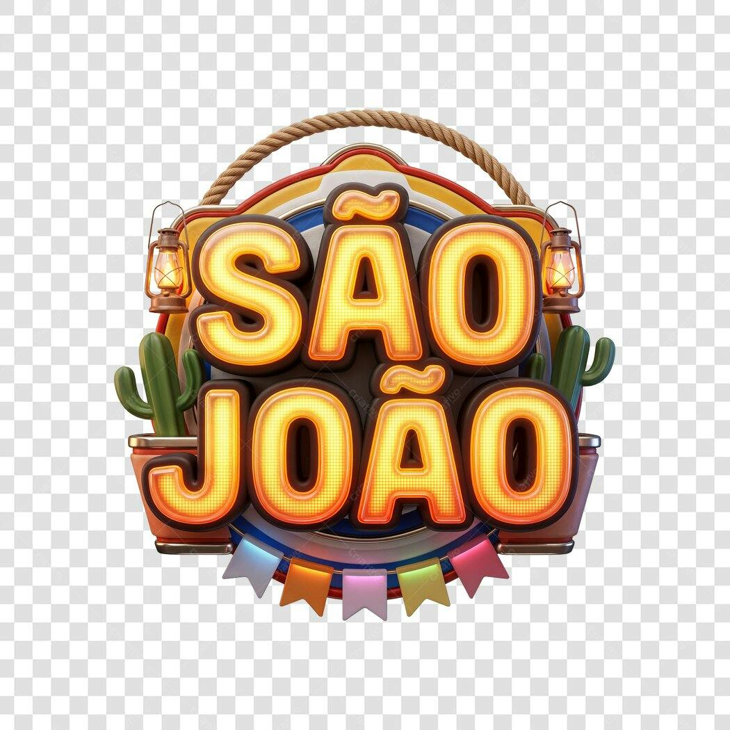 Elemento 3D São João Festa Junina Junho PNG Fundo Transparente