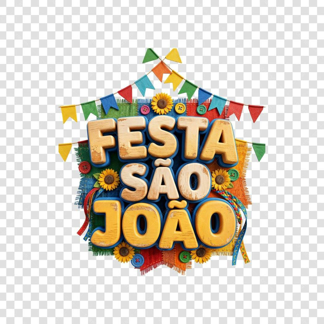 Elemento 3D Festa São João Junho PNG Fundo Transparente