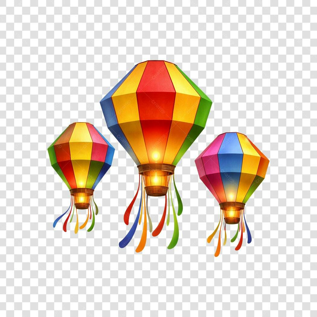Ilustração Balões Festa Junina Junho PNG Fundo Transparente