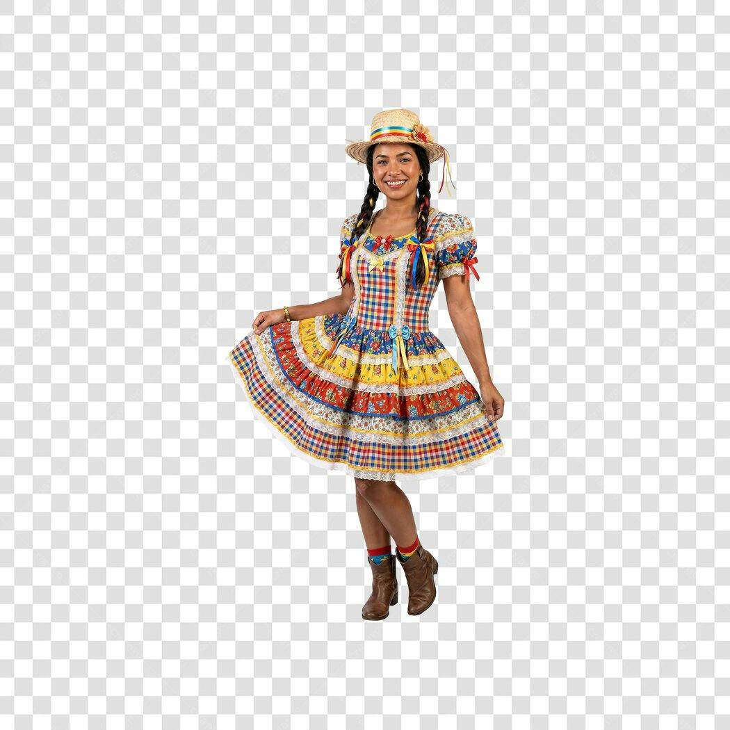 Foto Recortada Mulher Festa Junina Junho PNG Fundo Transparente
