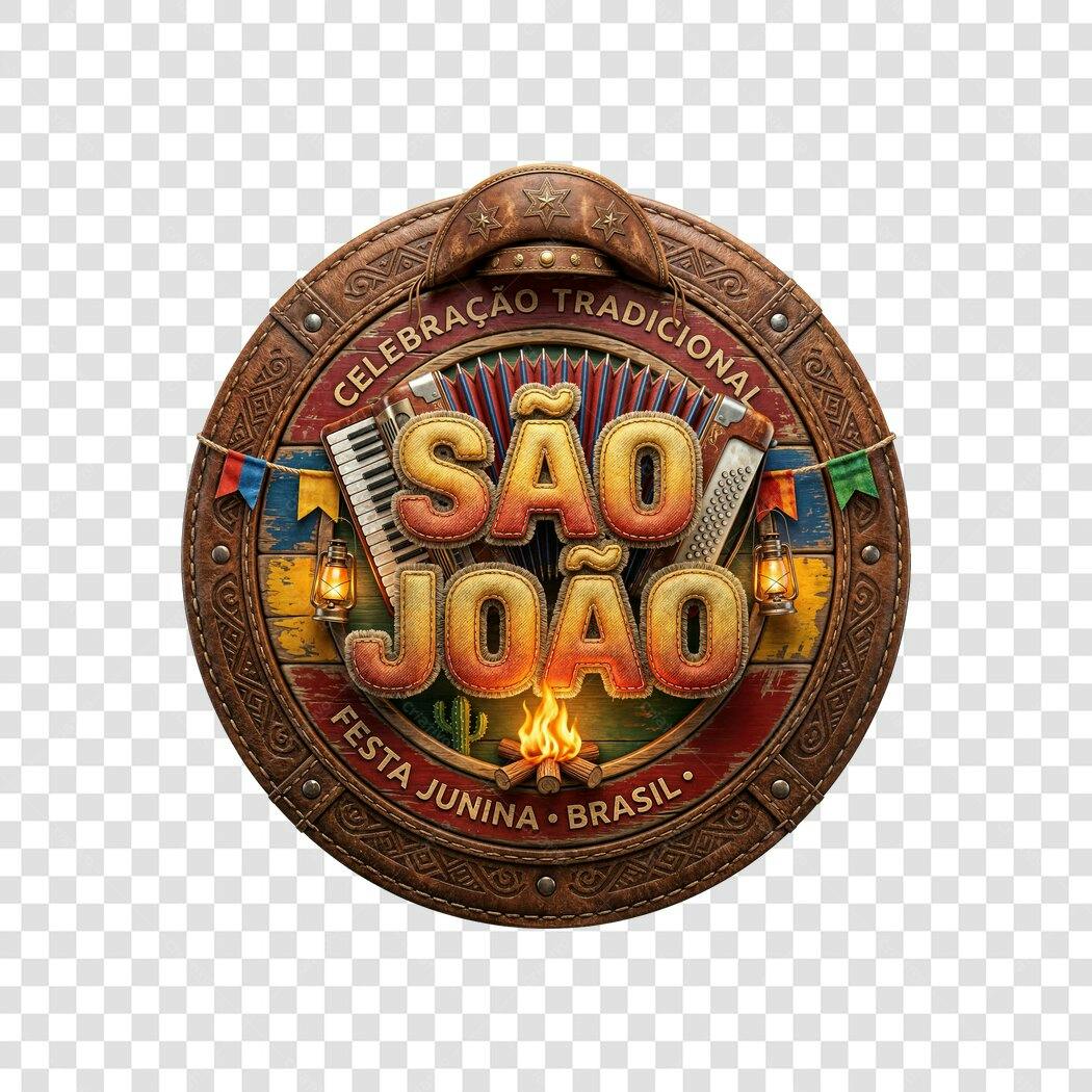 Elemento 3D São João Festa Junina Junho PNG Fundo Transparente