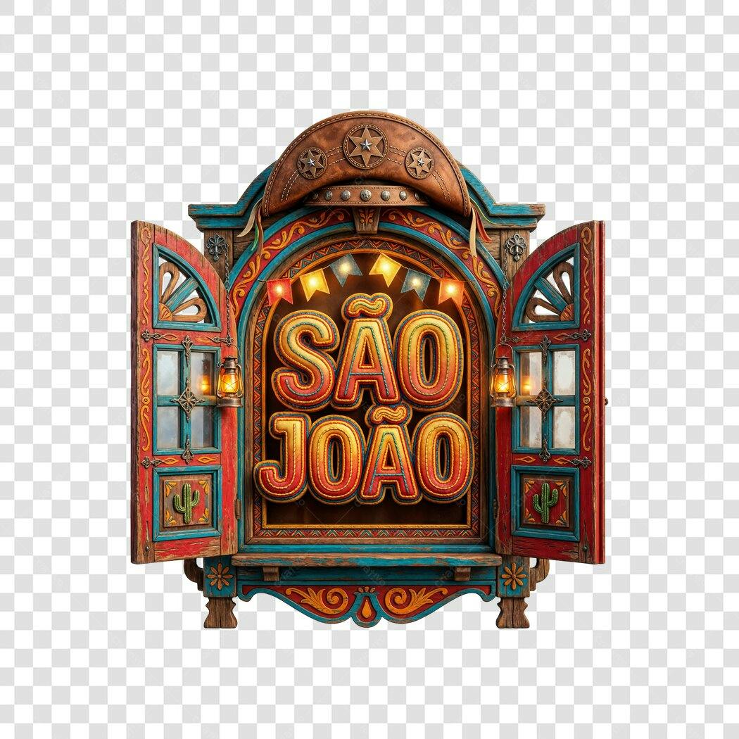 Elemento 3D São João Festa Junina Junho PNG Fundo Transparente