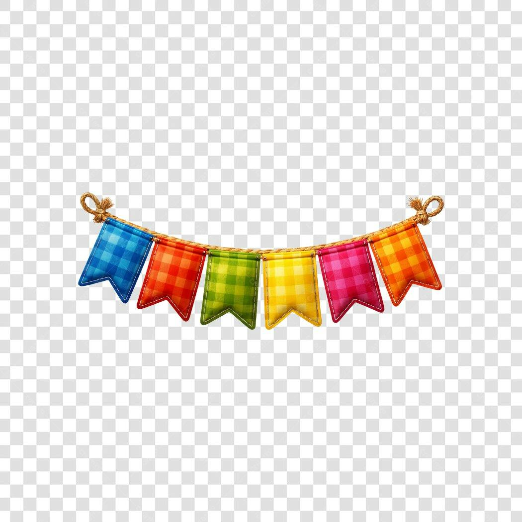 Bandeirinhas Festa Junina Arraial Coloridas PNG Fundo Transparente