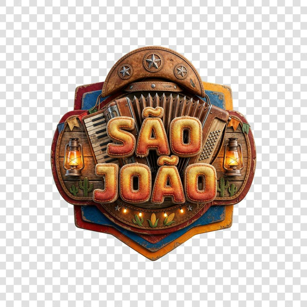 Elemento 3D São João Festa Junina Junho PNG Fundo Transparente