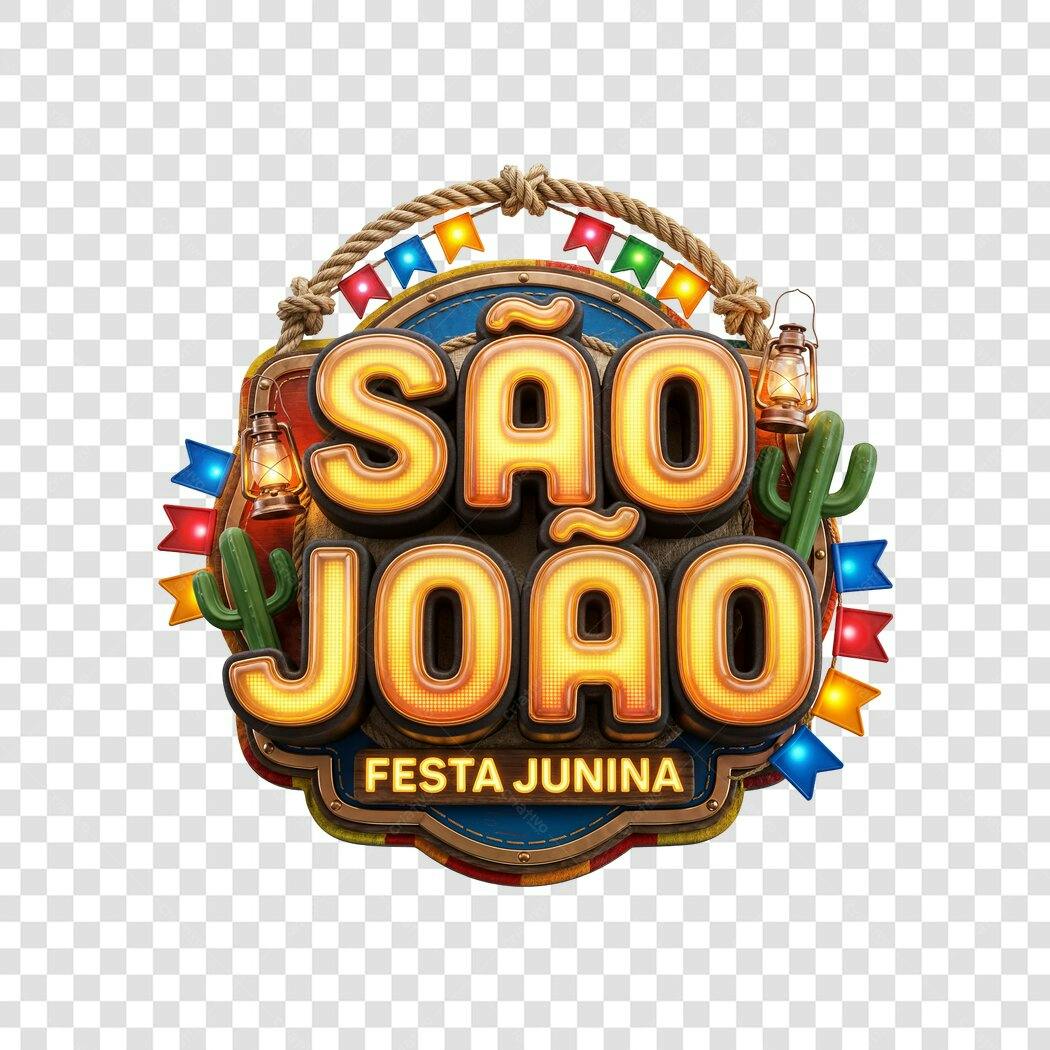 Elemento 3D São João Festa Junina Junho PNG Fundo Transparente