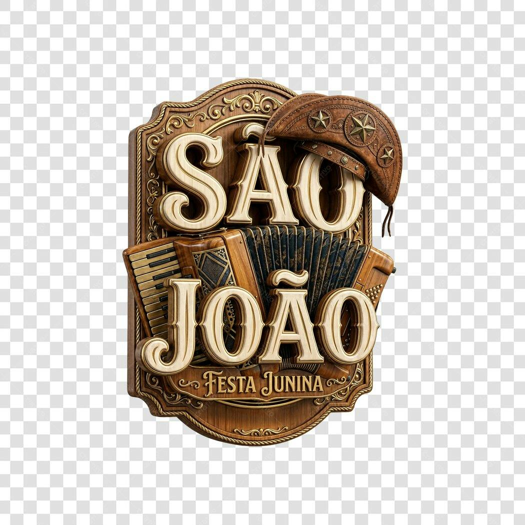 Elemento 3D São João Festa Junina Junho PNG Fundo Transparente