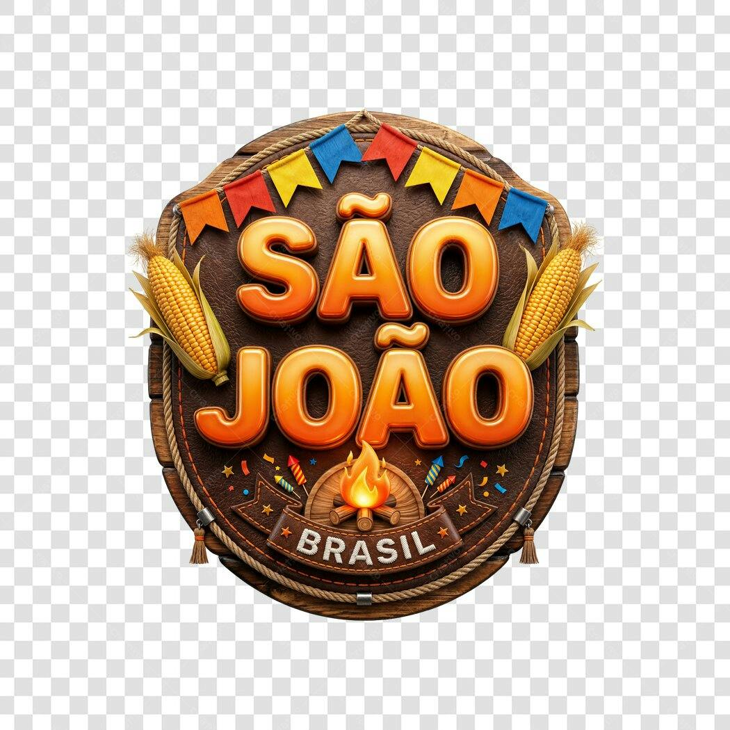 Elemento 3D São João Brasil Junho PNG Fundo Transparente